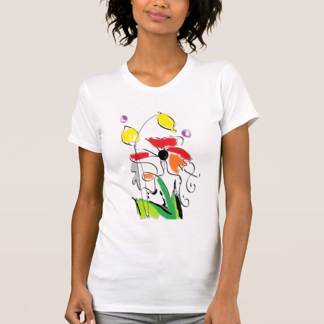 Colourful fun abstract flower Wearable Art T-Shirt (Front)
