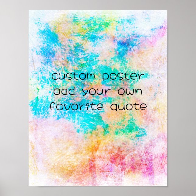 colourful fun add text turquoise art bold custom  poster (Front)