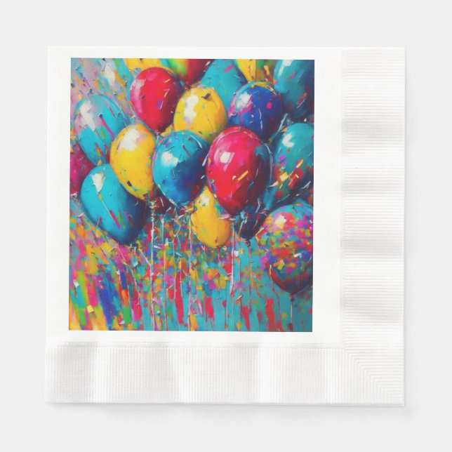 Colourful Fun Birthday Balloons Cake Napkin (Front)