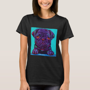 Colourful Fun Black Pug- J. Whitsell Art Long 370 T-Shirt