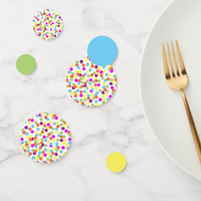 Colourful Fun Blue Green Yellow Polka-Dots Confetti (Group)