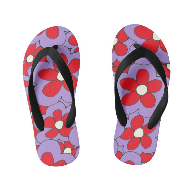 Colourful Fun Bright Flower Design Kid's Thongs (Footbed)