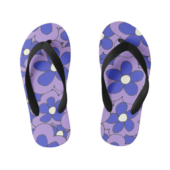 Colourful Fun Bright Flower Design Kid's Thongs (Footbed)