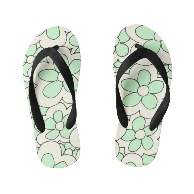 Colourful Fun Bright Flower Design Kid's Thongs (Footbed)