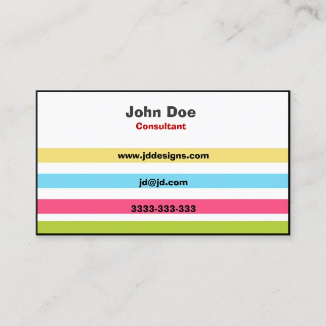 Colourful Fun business cards (Front)