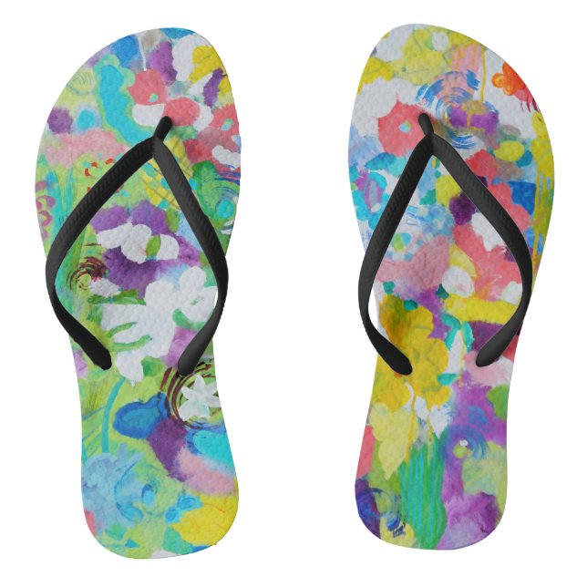 Colourful Fun by Lydia's Art Sangria  (Flip Flops) Thongs (Footbed)