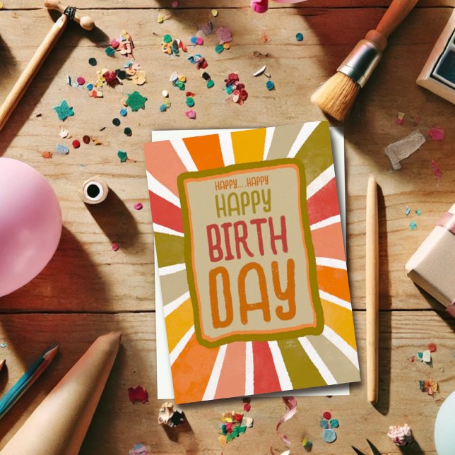 Colourful Fun Cheerful Happy Birthday Simple Yello Thank You Card (Creator Uploaded)