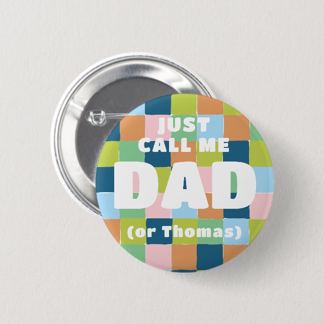 Colourful Fun Chequered Block Baby Shower Dad 6 Cm Round Badge (Front & Back)