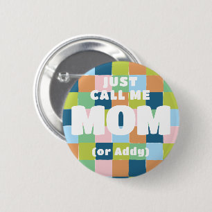 Colourful Fun Chequered Block Baby Shower Mum 6 Cm Round Badge