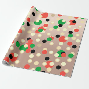 Colourful Fun Christmas Pattern Gold Confetti Dots Wrapping Paper