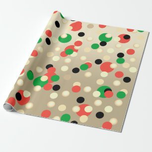 Colourful Fun Christmas Pattern Gold Confetti Dots Wrapping Paper