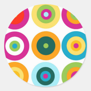 Colourful Fun Circle pattern Classic Round Sticker