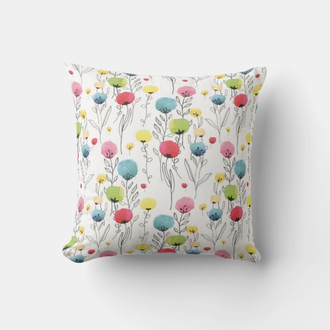 Colourful, fun, circular design elements cushion (Front)