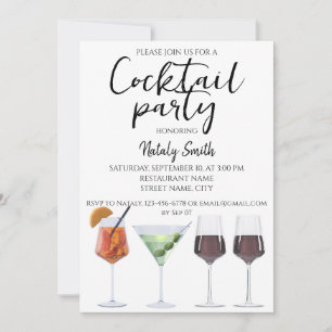 Colourful fun cocktails invitation