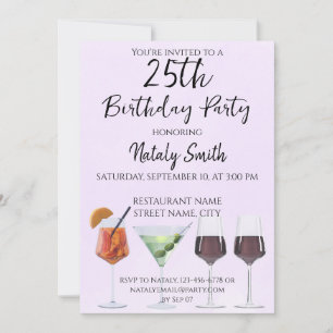 Colourful fun cocktails invitation
