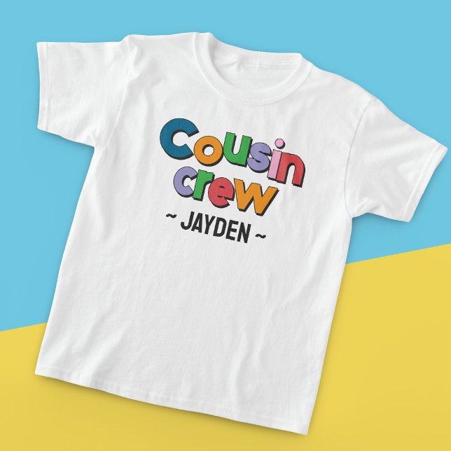 Colourful Fun Cousin Crew Personalised Name Kids T-Shirt (Creator Uploaded)