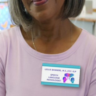 Colourful, Fun Custom SLP  Name Tag