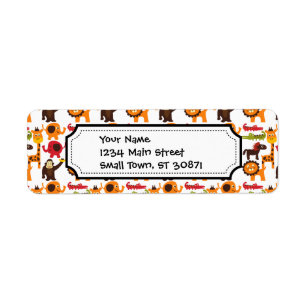 Colourful Fun Cute Jungle Village Safari Zoo Return Address Label