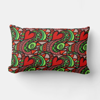 Colourful Fun Doodle Art Lumbar Cushion