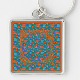 Colourful Fun Fish in the Sea Square Keychain
