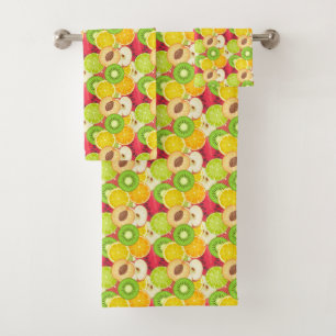 Colourful Fun Fruit Pattern Bath Towel Set