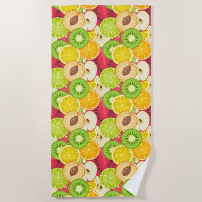 Colourful Fun Fruit Pattern Beach Towel (Front)
