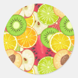 Colourful Fun Fruit Pattern Classic Round Sticker