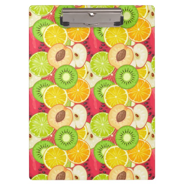Colourful Fun Fruit Pattern Clipboard (Front)