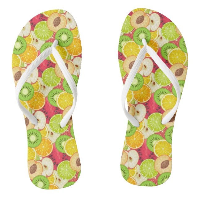 Colourful Fun Fruit Pattern Thongs (Footbed)