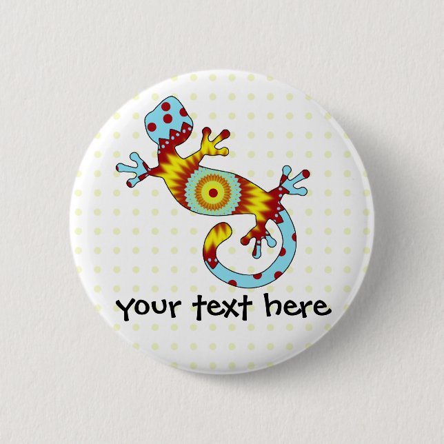 Colourful Fun Gecko Lizard 6 Cm Round Badge (Front)