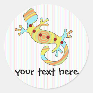 Colourful Fun Gecko Lizard Classic Round Sticker