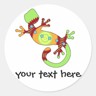 Colourful Fun Gecko Lizard Classic Round Sticker