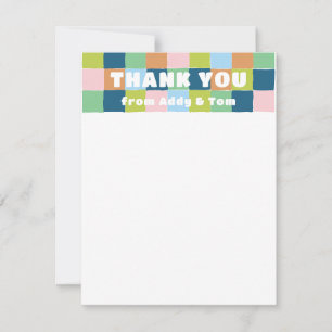 Colourful Fun Gender Neutral Blocks Thank You Card