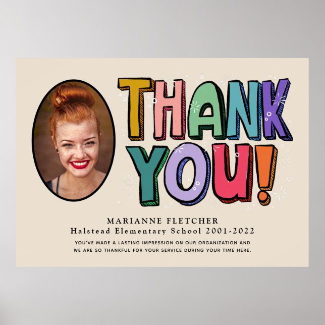 Colourful Fun Hand Lettered Thank You Gift Poster (Front)