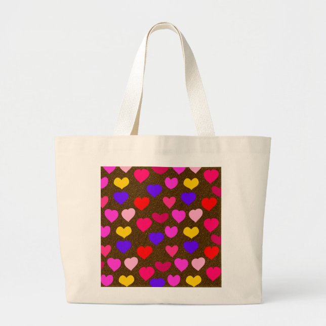 Colourful Fun Hearts for Valentines Large Tote Bag (Front)