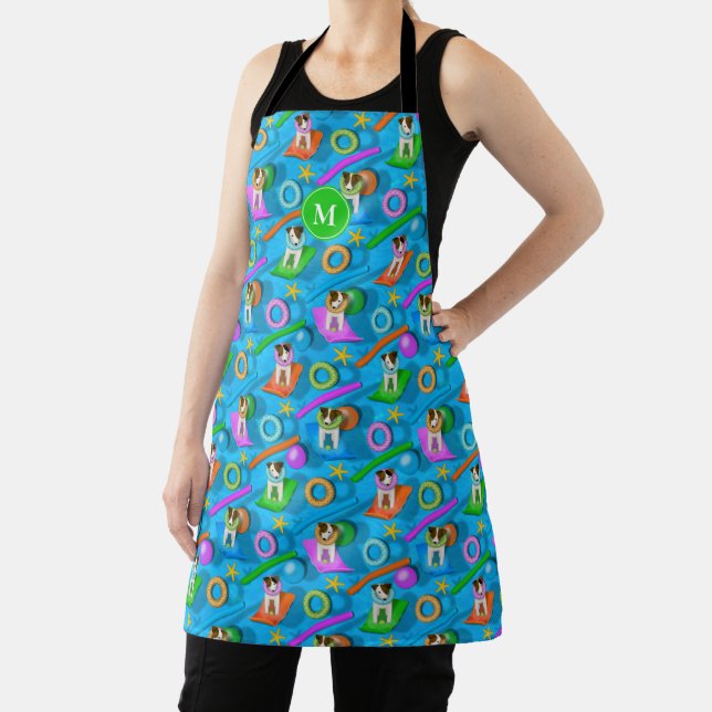 colourful fun Jack Russell Terriers dog pool party Apron (Insitu)