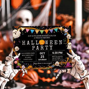 Colourful Fun Kids Halloween Party Invitation