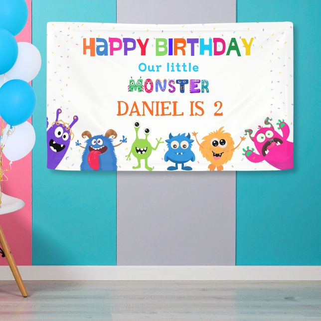 Colourful Fun Little Monster Birthday Party Banner (Creator Uploaded)