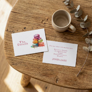 Colourful fun macaroons wedding Details Enclosure Card