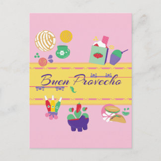 colourful fun Mexican food postcard