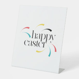 Colourful, fun, modern, simple design Happy Easter Pedestal Sign