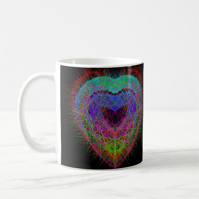 Colourful fun neon Graffiti sparkling heart design Coffee Mug (Left)