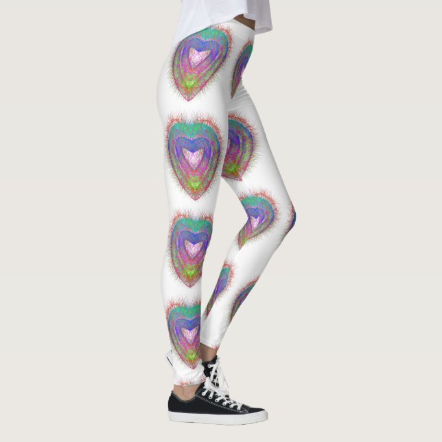 Colourful fun neon Graffiti sparkling heart design Leggings (Right)