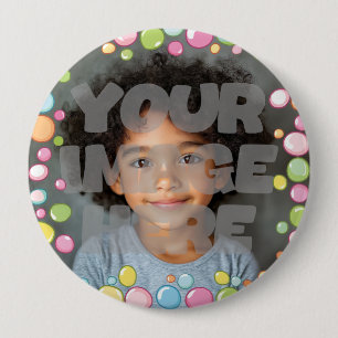 Colourful Fun Pastel Bubble Frame Border for Photo 10 Cm Round Badge