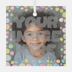 Colourful Fun Pastel Bubble Frame Border for Photo Glass Tree Decoration