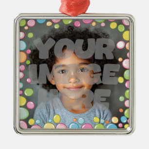 Colourful Fun Pastel Bubble Frame Border for Photo Metal Ornament
