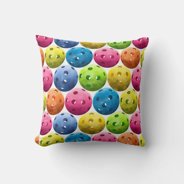 Colourful, fun Pickleball Pillow (Front)