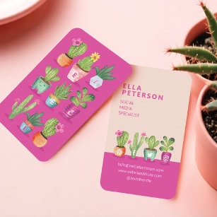 Colourful Fun Potted Plants & Cactus Houseplants Business Card