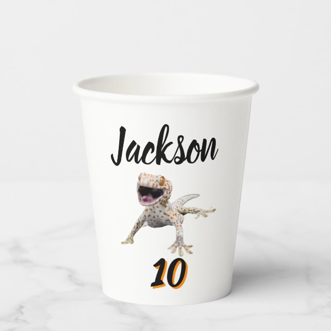Colourful Fun Reptile Child's Birthday Paper Cups (Back)