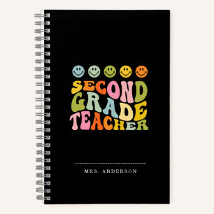 Colourful Fun Second Grade Teacher Custom Name Notebook